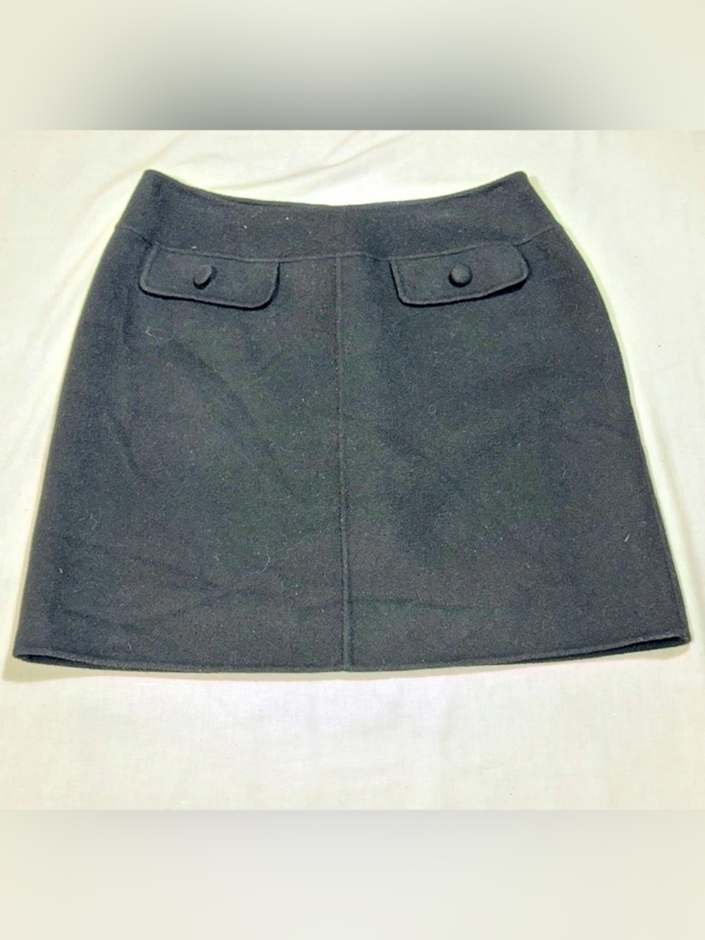 Carole Little Black Wool Angora Mini Skirt Size 10 Button Detail Winter